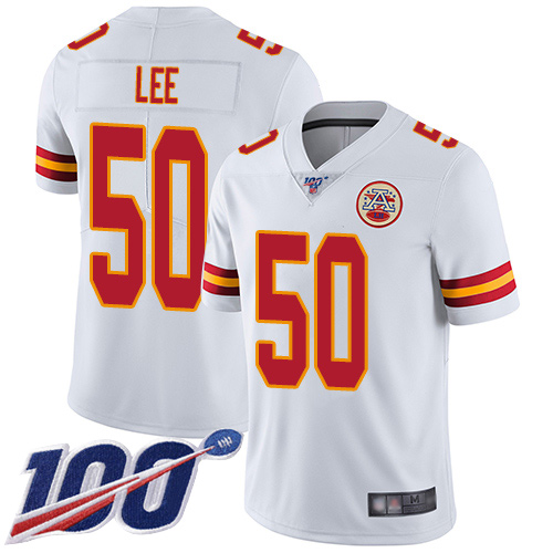 Men Kansas City Chiefs #50 Lee Darron White Vapor Untouchable Limited Player 100th Season Nike NFL Jersey->women nfl jersey->Women Jersey